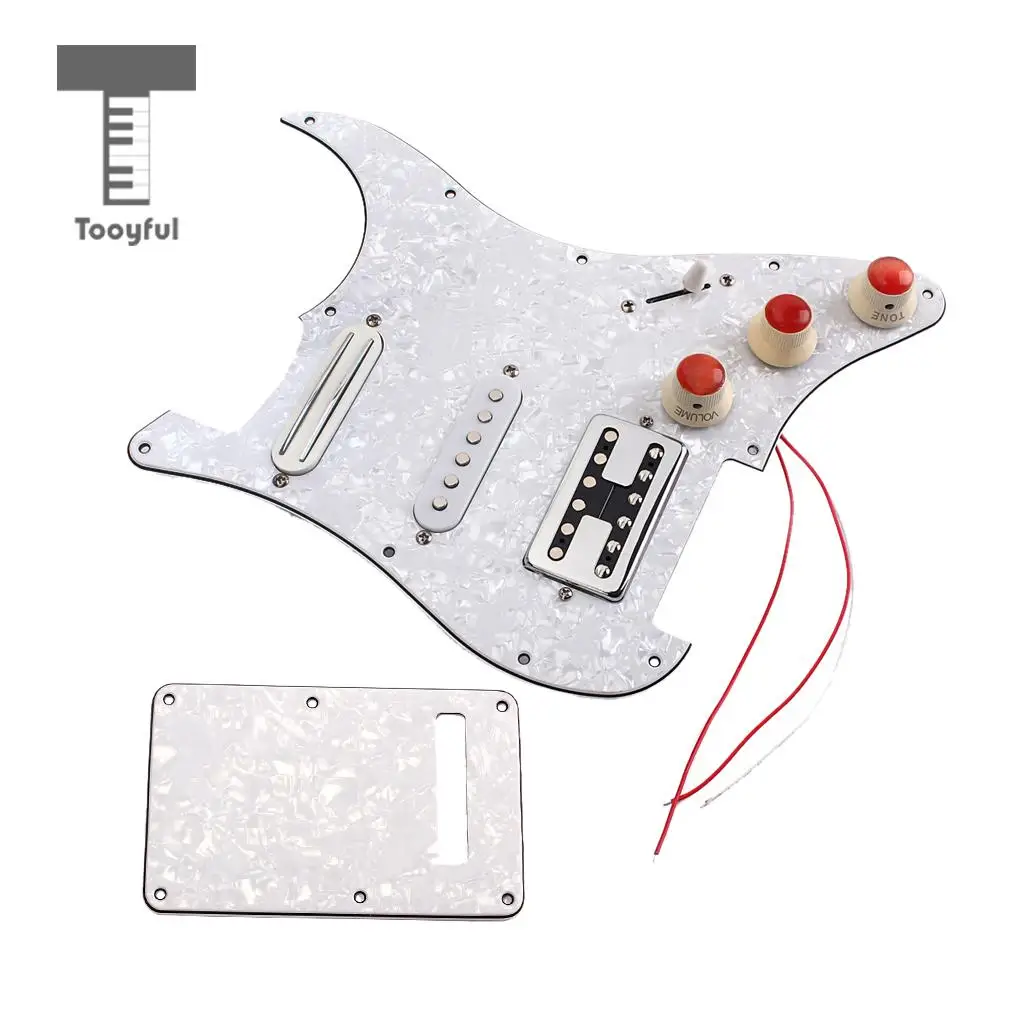 Tooyful 3ply Loaded Prewired Pickguard SSH Pickup with Back Plate for ST Electric Guitar Parts