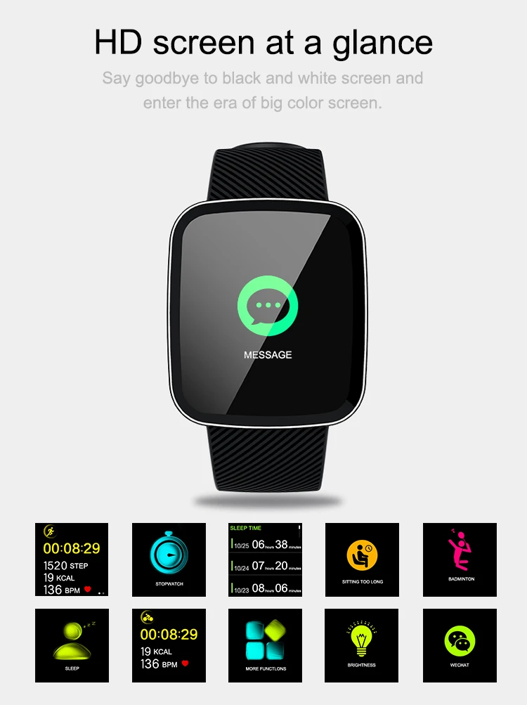 New Smart Watch Men Heart Rate Monitor Sport Fitness Bracelet with Weather Forecast Call/SMS Reminder Health Smartwatch Women