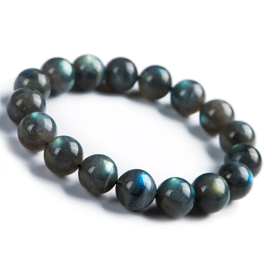 

100% 13mm Natural Labradorite Bacelet Rainbow Lights Stretch Round Bead Crystal Charms Bracelets AAAAA For Women Drop Shipping