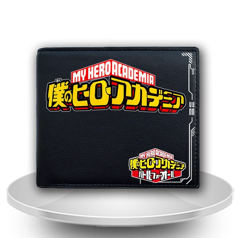 

New Anime My Hero Academia Wallets Black Men PU Leather Bifold Short Purse Card Holder Cartoon Billfold Gifts