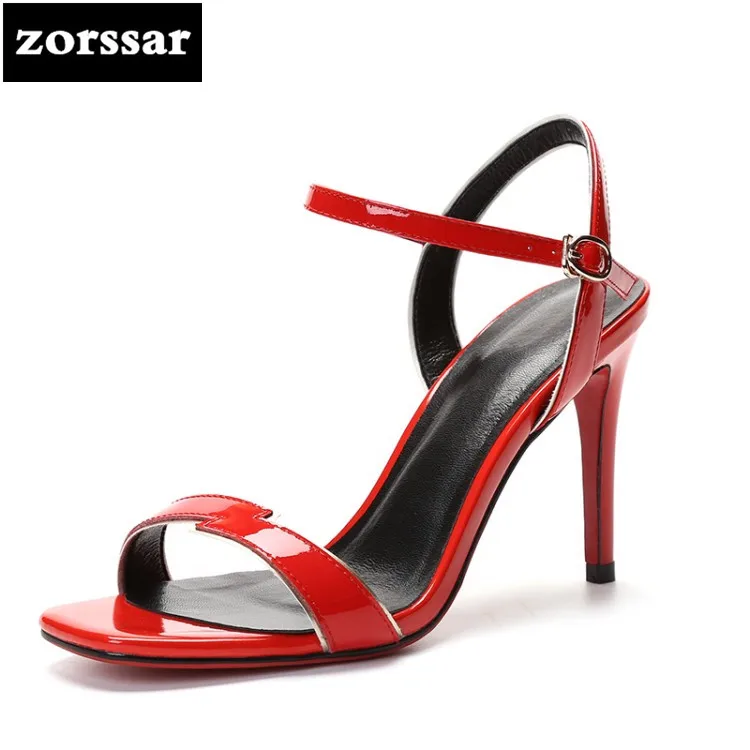 

{Zorssar} 2018 Genuine Cow Leather Ankle Strap Women Sandals Summer Shoes Women Open Toe Thin Heels Sandalias Party Dress shoes