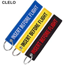 Embroidery Luggage Tags INSERT BEFORE FLIGHT Letter with OEM KeyChain Key ring Fashion Travel tag for Aviation Gifts 3PCS/LOT
