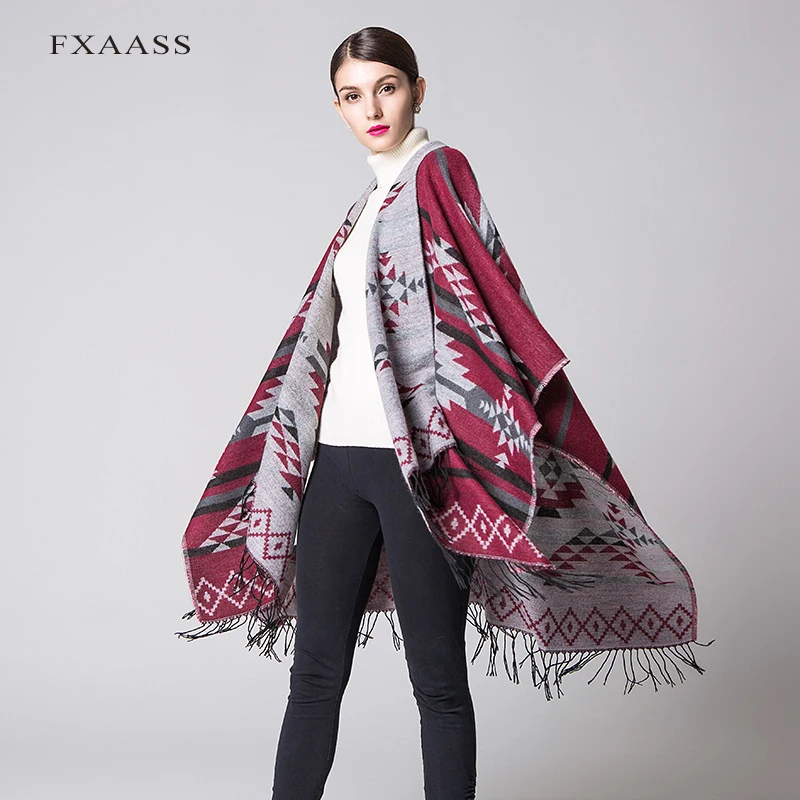 Новинка осенне зимняя шаль FXAASS модное накидка пончо женский шарф роскошные