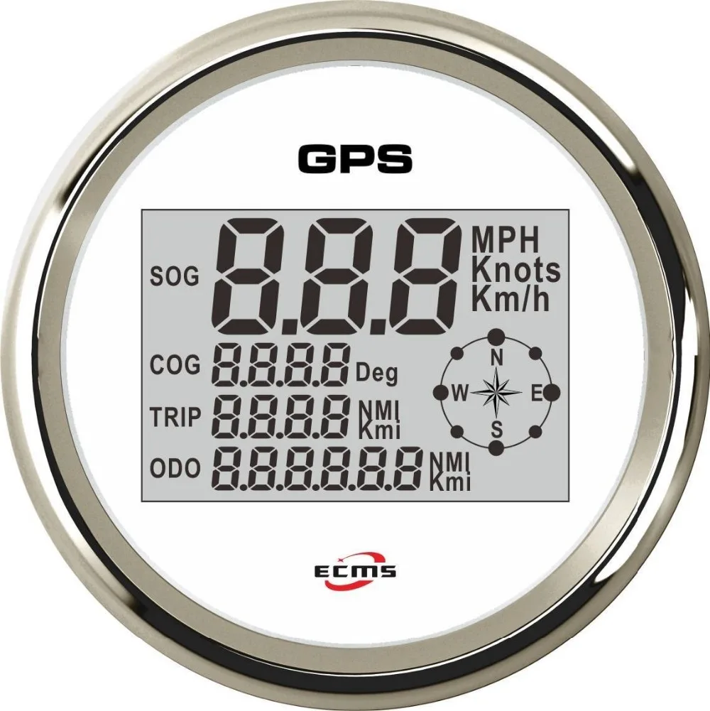 Дизайн морской лодки Автомобильный GPS Спидометр 0-999Knot 9-32 V 85mm 3,35 Inch 316L хром Безель белый циферблат 902-00031