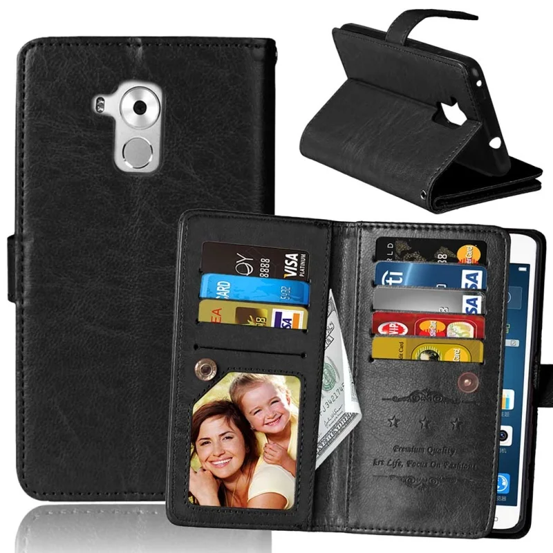 For Huawei GT3 Case Built in 9 Card Slots Crazy Horse PU Leather Wallet Cover