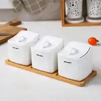 Sugar Bowl Home Kitchen 3 In 1 Set Ceramica Salt Condiment Seasoning Pot Jars