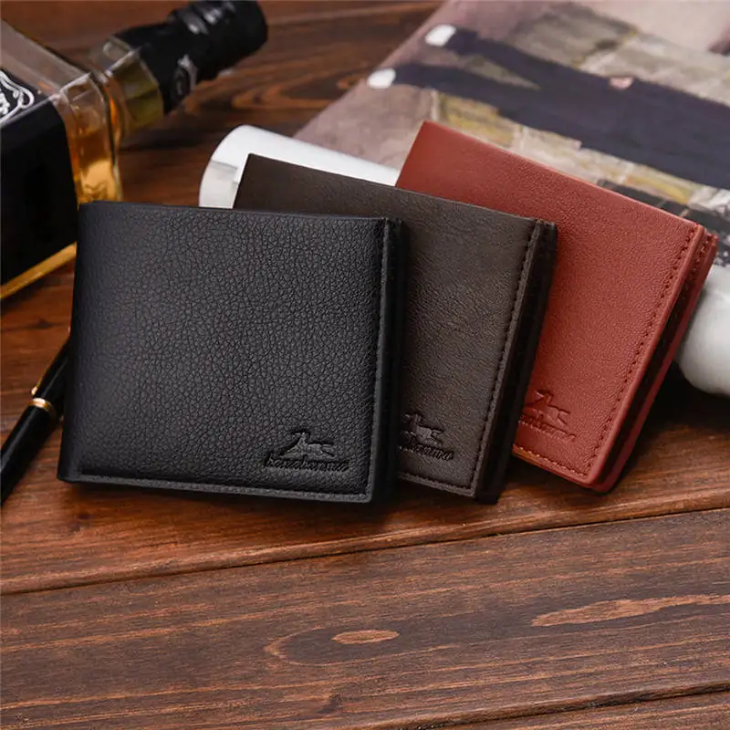  Men Solid Color Vintage Open Lichee Pattern Multi Card Position Wallet clutch portfel cuzdan billetera carteira 40MA1214