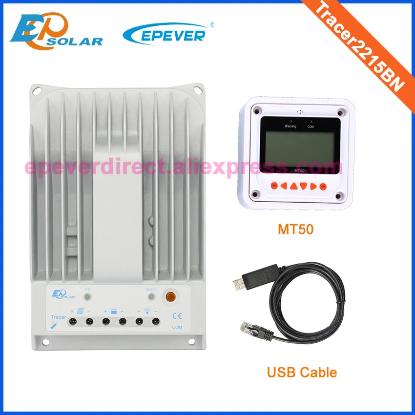 

EPsolar battery charger solar panel regulator USB cable Tracer2215BN 20amp with white MT50 remote meter