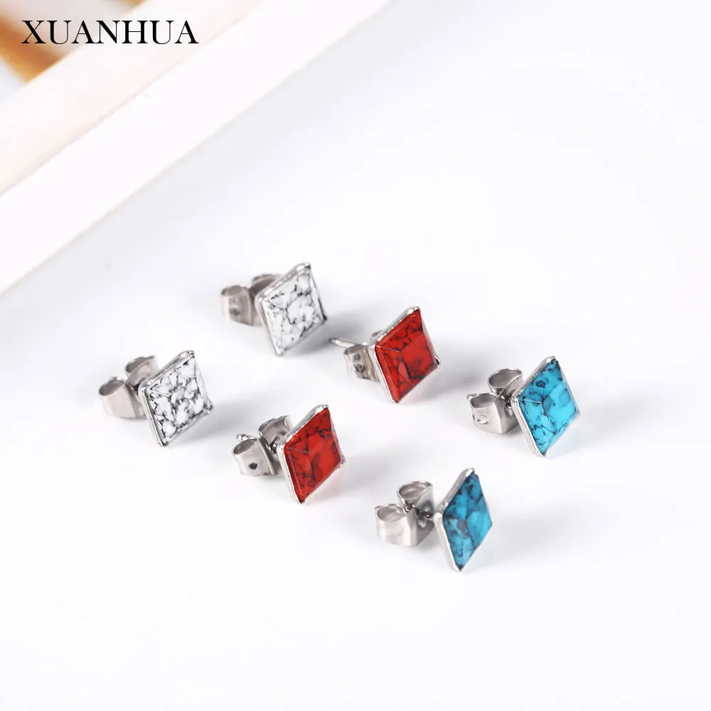 XUANHUA синий серьги гвоздики для женщин нержавеющая сталь Jewelry женщина Vogue 2019