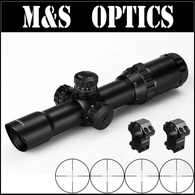 Cheap Marcool 1-4X28 RGB Mil-dot Airsoft Aim Guns Tactical Reticle Refle Scope Optics Sight With Riflescope Mounts For Hunting