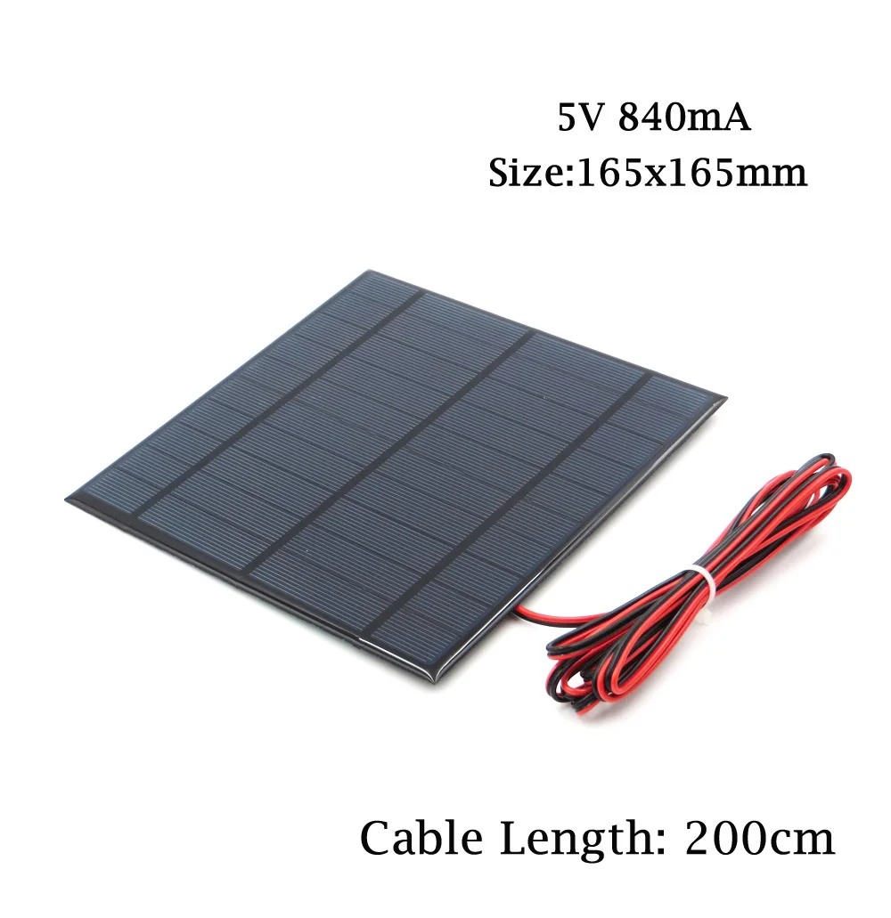 Панели солнечные 5В 5,5 80mA 100mA 150mA 160mA 200mA 250mA 300mA 500mA 840mA мини элемент для солнечной батареи для мобильного телефона с проводом