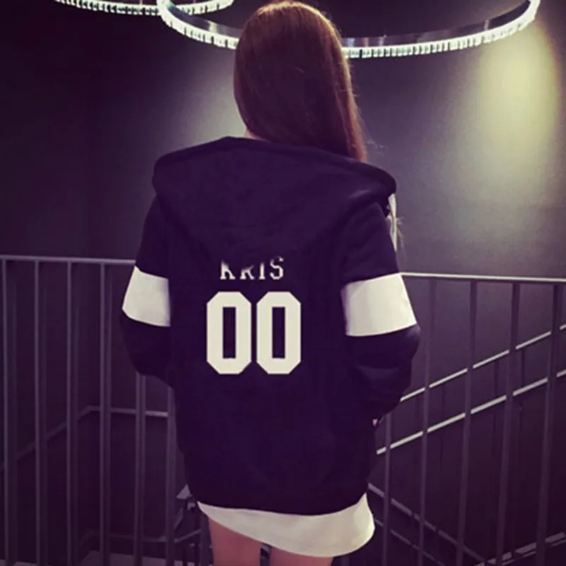 Kpop Exo sudadera con capucha para mujeres chndales de tela de moda sudadera bisbol Exo sobredosis Feminino cremallera jueg