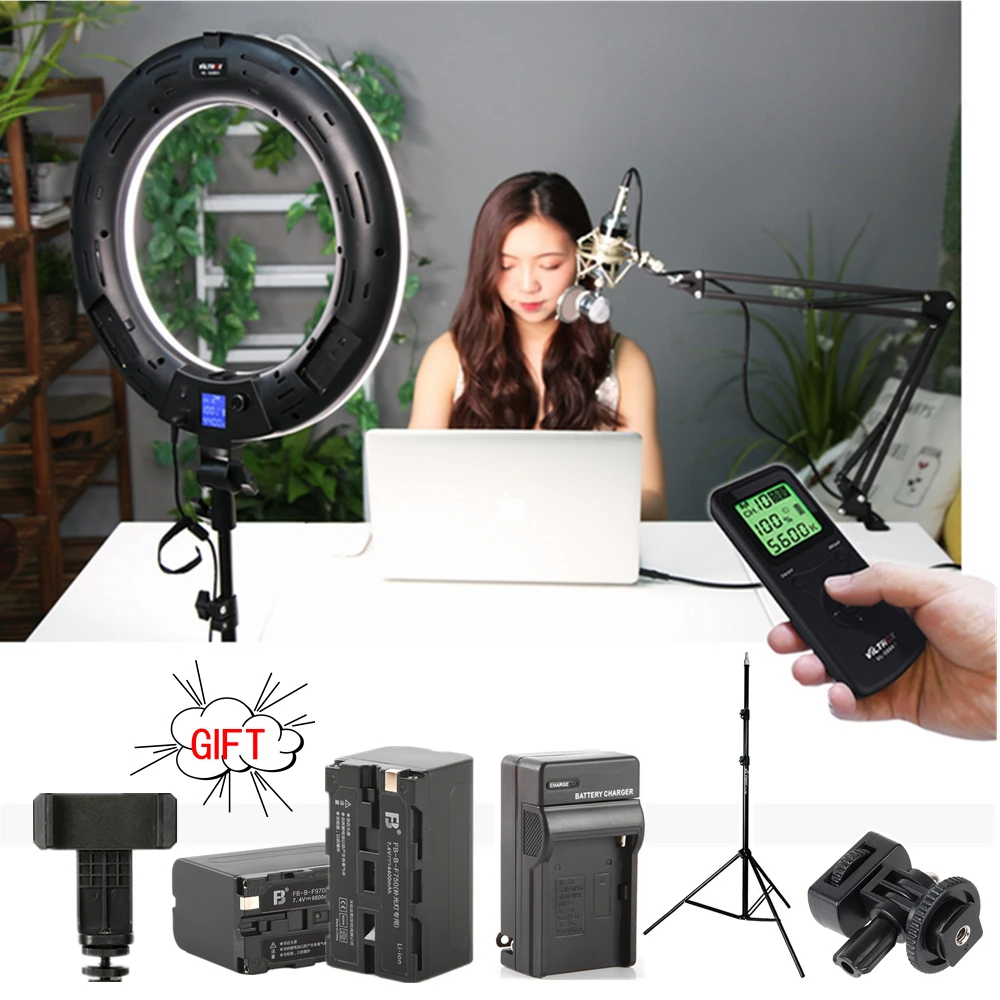 

Viltrox VL-600T LED Ring light Bi-color Wireless remote + light stand for camera photo shooting Studio YouTube Video show Live