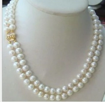 

natural double strands 8-9MM AKoya white pearl necklace vogue jewelry