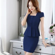 Формальные OL стили летние с коротким рукавом профессиональные Деловые женские рабочие костюмы с 2 шт. топы и юбки Женская рабочая одежда наряд