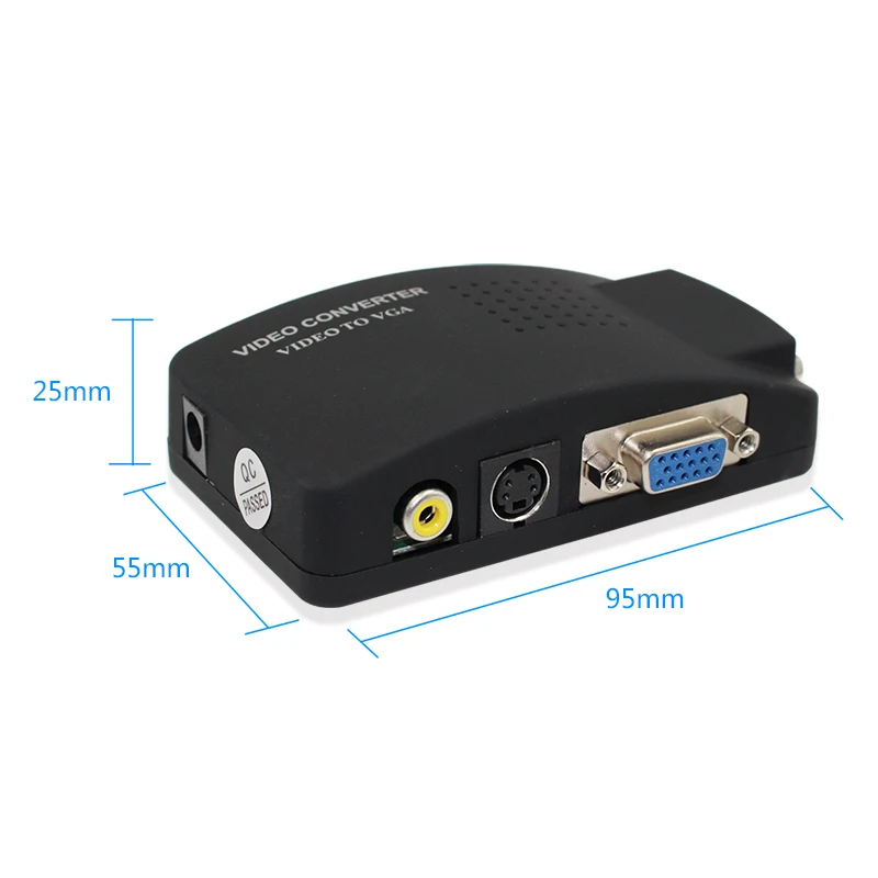 Wiistar PC Laptop RCA Composite Video TV S-Video AV In to PC VGA LCD Out Converter Adapter AV to VGA Switch Box Black