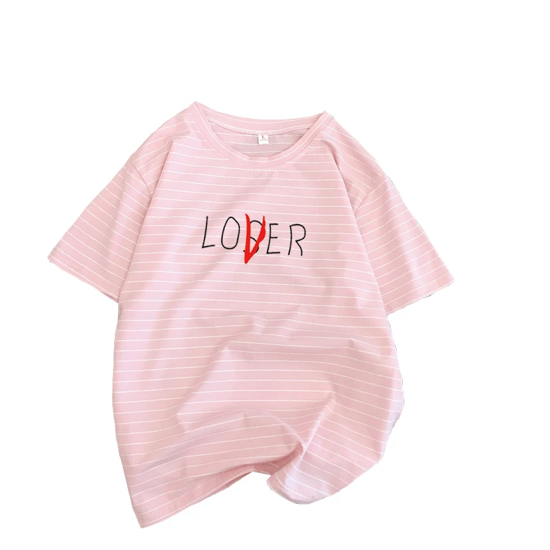 

Movie It Losers Club T Shirt Women Casual Short Sleeve 100% Cotton Stripes Loser Lover It Inspired vogue T-Shirt Harajuku Tops