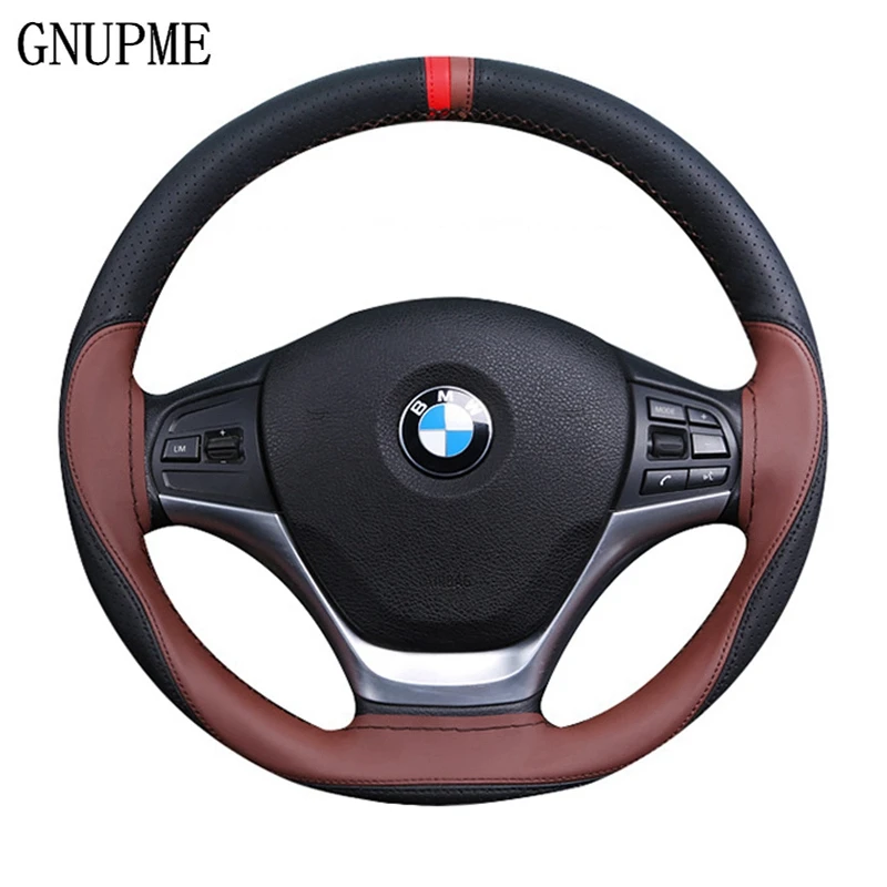 Anti-slip Genuine Leather DIY 38cm Car Steering Wheel Cover Case With Needles And Thread Automobile Interior Accessory Universal Anti-slip Genuine Leather DIY 38cm Car Steering Wheel Cover Case With Needles And Thread Automobile Interior Accessory Universal