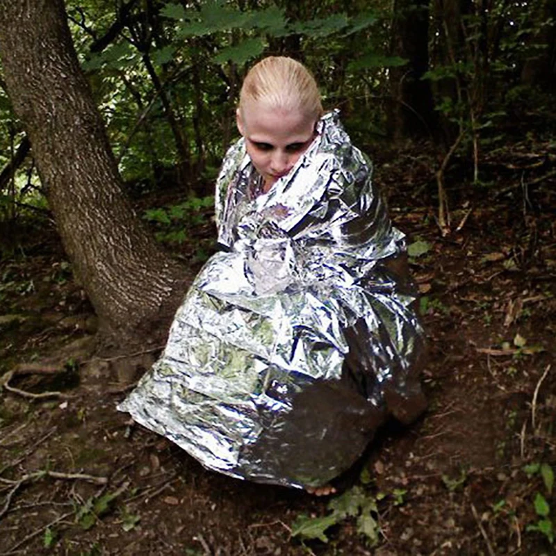 New Outdoor Waterproof Survival Rescue Blanket Foil Thermal Space First Aid Sliver Rescue Curtain Military Blanket