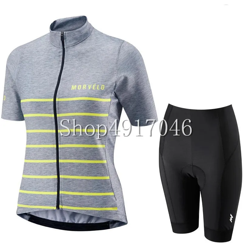 summer women Morvelo Cycling Short Sleeves jersey shorts sets 9D gel pad Bicycle Sportswear Cycle clothing Breathable Mujer
