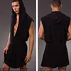 Men's robes comfortable casual bathrobes sleeveless Viscose Hooded Ice silk sleepwear pajamas home loose fitting clothes ► Photo 1/6