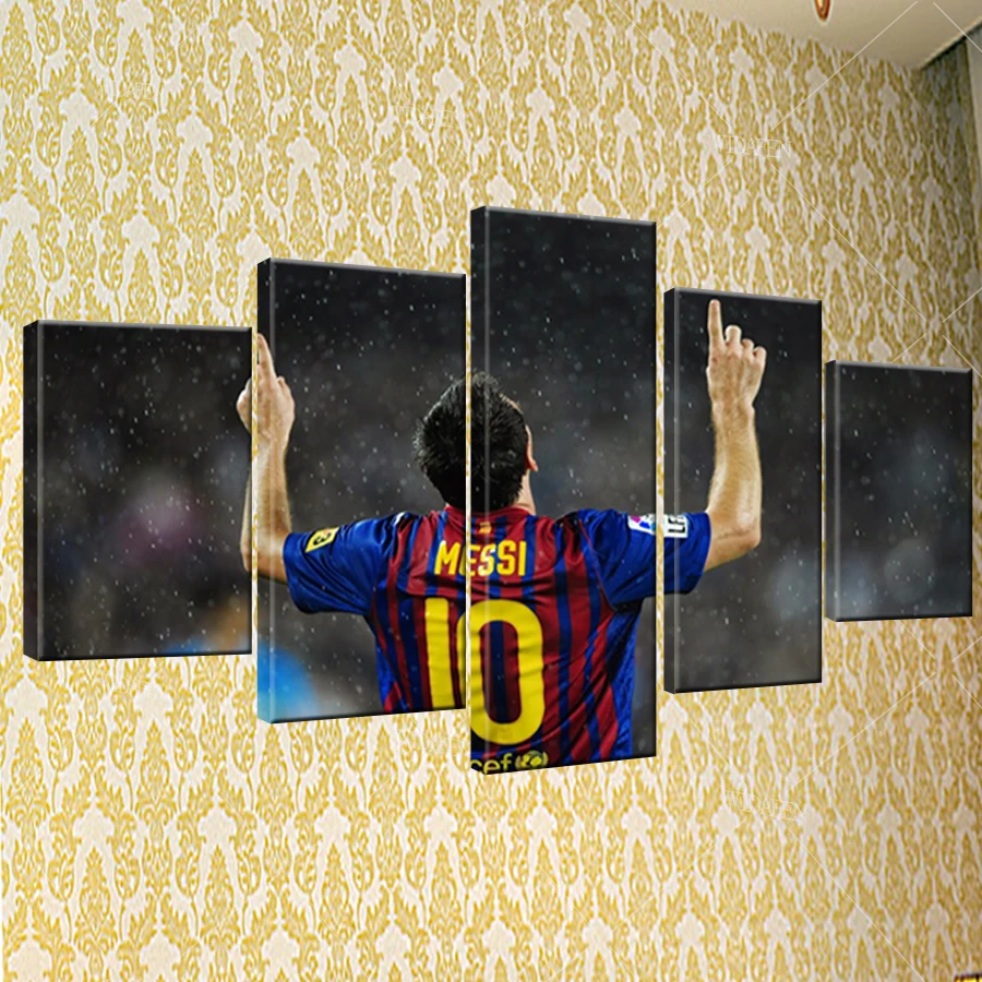 

5 piece barcelona 2017 footba canvas printed painting for living picture wall art HD print decor modern artworks football poster
