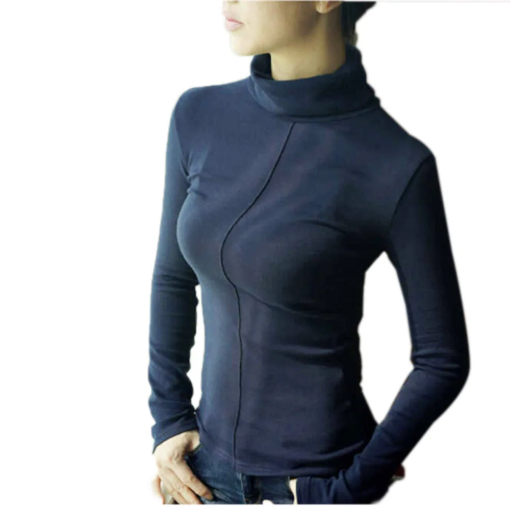 Sweater Women Pullover Tops Korean Style Skinny Sweaters Winter Turtleneck Bodycon Basic Pullover Black White Pull Female Tops