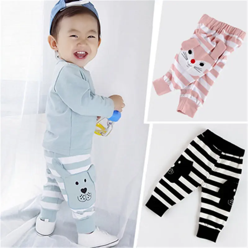 Hot Autumn New Korean Version Pants Cotton Stripe Unisex Baby Boys Girls Pants Big Butt Children's Pants Thickening Baby