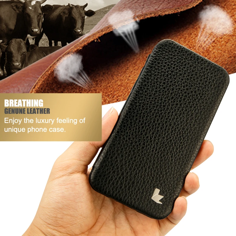 Jisoncase Genuine Leather Flip Case for Apple 7/8 Case Luxury Protective Shell Kickstand Folio Flip Smart Cover for iPhone 78