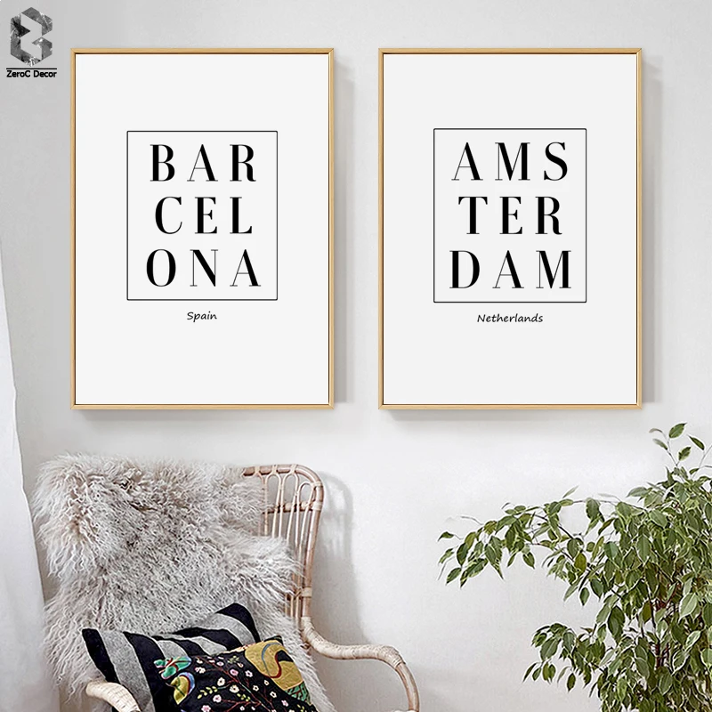 

Nordic Canvas Prints and Posters Wall Art AMSTERDAM Netherlands Wall Pictures for Home Decoration, BARCELONA Wall Decor