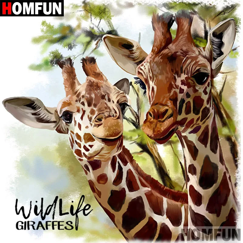 

HOMFUN 5D DIY Diamond Painting Full Square/Round Drill "Animal giraffe" 3D Embroidery Cross Stitch gift Home Decor A00961