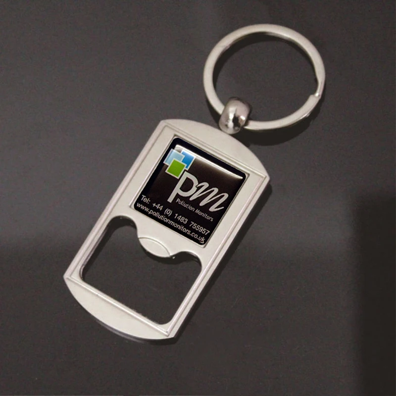 100pcs Corporate Giveaway Promotional Gift Metal Keychain Keyring Beer Bottle Opener Custom Logo with Square Epoxy Resin Sticker | Дом и сад
