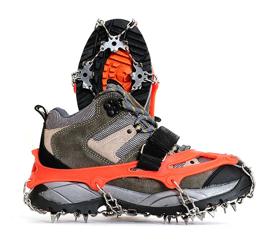 Qualidade ao ar Caminhada do Inverno Dentes de Pesca Livre Escalada Antiderrapante Crampons no Gelo Snowshoes Manganês Aço Deslizamento Sapato Cobre 18 4 High Quality Esporte e Lazer