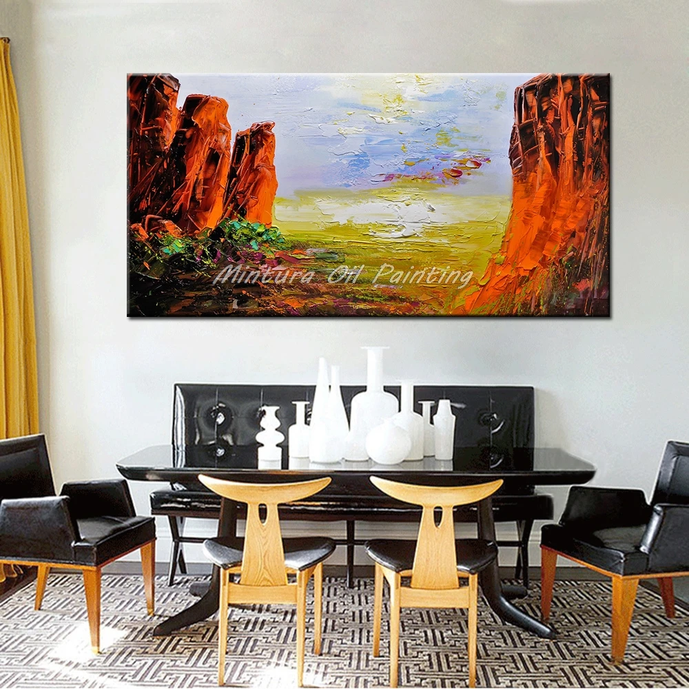 Mintura ручная работа Современный абстрактный пейзаж картина маслом на холсте настенные художественные картины для гостиной домашний декор картины Unframe - Цвет: MT161322
