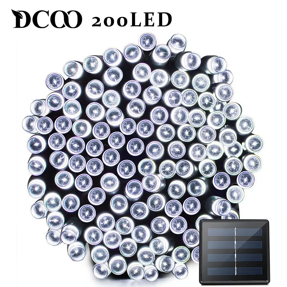 Dcoo Солнечный свет 22 метра 200 LED 8 режимов солнечные батареи светильник на