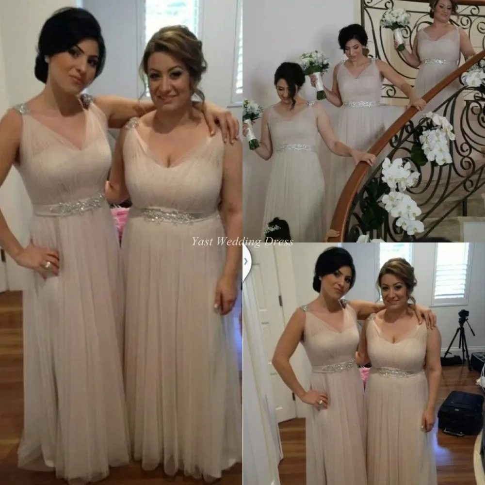 Wedding Nude Bridesmaid Dress aliexpress com buy nude bridesmaid dresses shiny beaded vestido de festa casamento a line draped cheap flowing chiffon bride