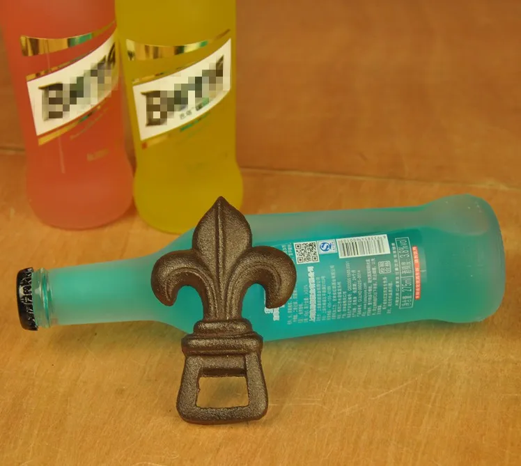 

7 Pieces Rustic Cast Iron Fleur De Lis Bottle Opener Beer Soda Drinks Bar Pub Bartender Sports Room Handheld New Free Shipping