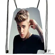 Пользовательские хорошего Джастин-Бибер Drawstring сумка-рюкзак милый рюкзак дети сумка(черный назад) 31x40 см#180611-03-130