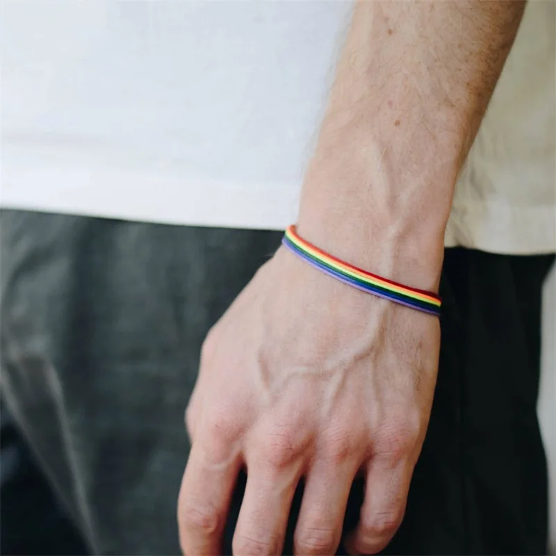 

2019 new LGBT gay pride Men's Simple Rainbow Bracelet Seven Color Personality fashion handmade jewelry