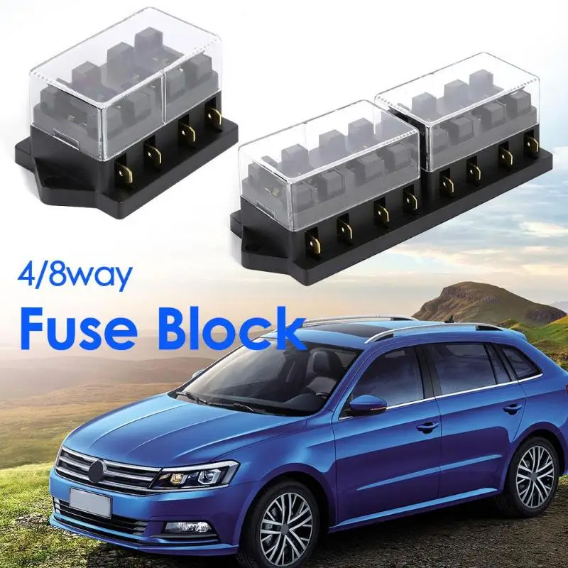 

4/ 8 Way 32V 40A Blade Fuse Block Standard Fuse Box Holder with Clear Cover for Car Boat