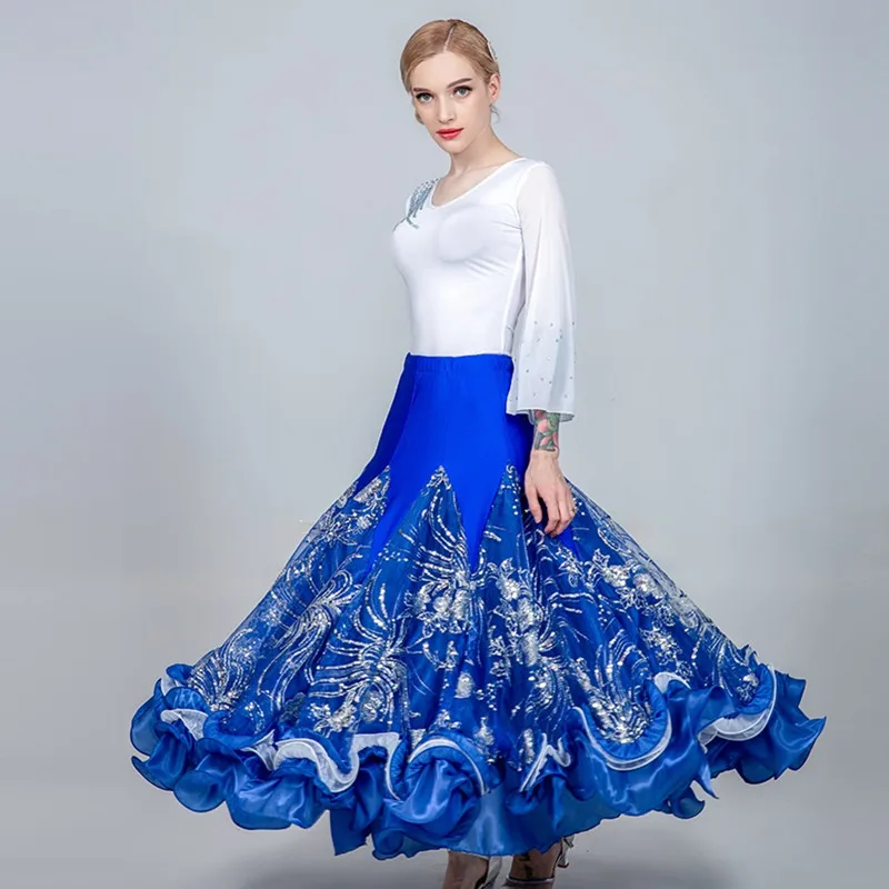 D ecorative Design Waltz Standard Skirt For Dancing Women Ballroom Dance Skirts Flamenco Dance Top Stage Spanish Costume