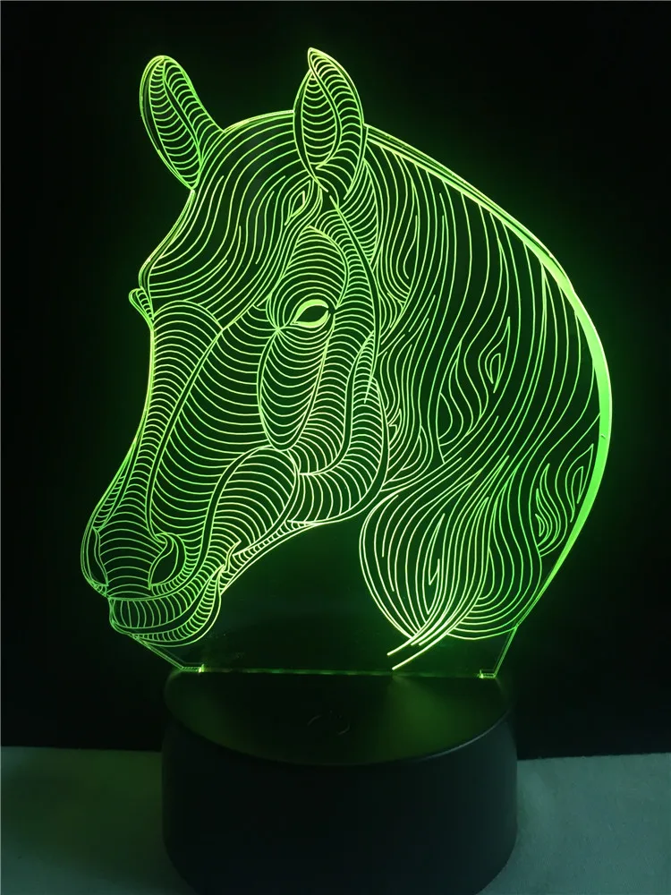  7 Colors Changing Gradient Fashion Animal Horse Head Led Nightlights 3D LED Desk Table Lamp Lamps H - 32782944359