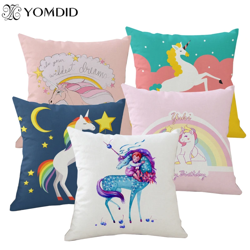 Unicorn Pattern Pillowcase Twill Cushion Cover Home Sofa Car Seat Decorations Unicorn Printed Pillowcases Throw Cushion Cover