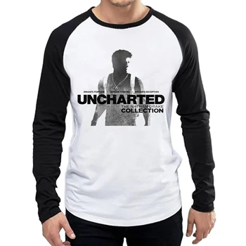 

Long Sleeve Uncharted T Shirt White Color Mens Fashion Full Sleeve Uncharted Logo T-shirt Tops Tee Mysterious sea area Shirts