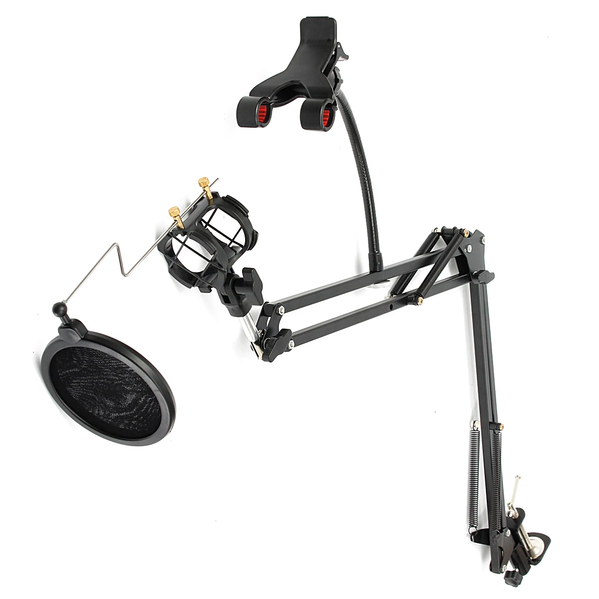 

New Folding Professional Recording Microphone Mic Stand Suspension Boom Scissor Arm Stand Holder For K Song With Phones Holder