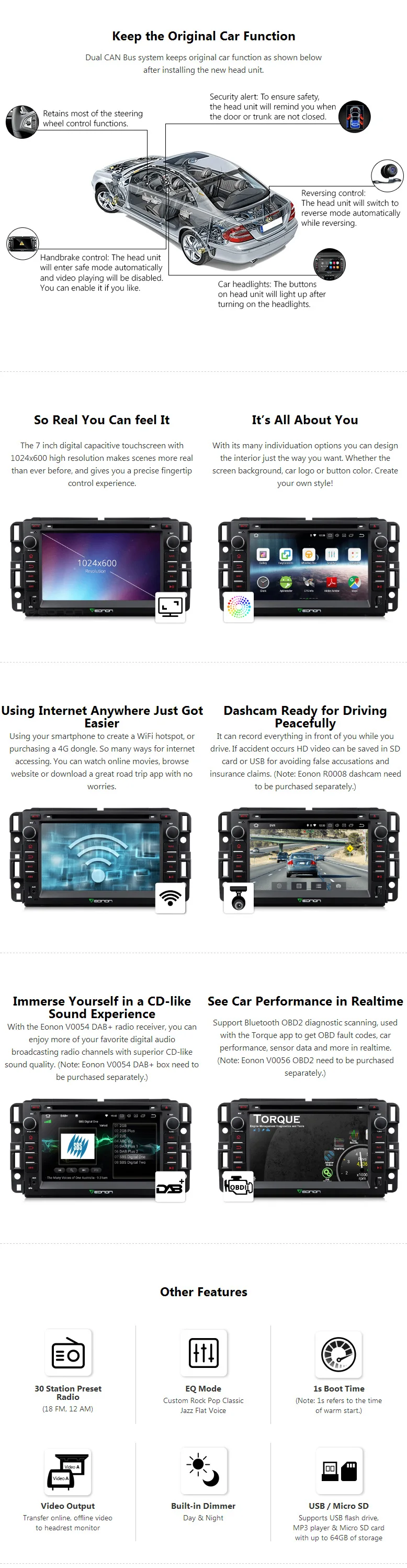 Excellent 7" Android 8.0 Oreo OS Car DVD Multimedia Navigation GPS Radio for GMC Yukon 2008-2011 & Denali 2008-2011 & Sierra 2009-2011 2