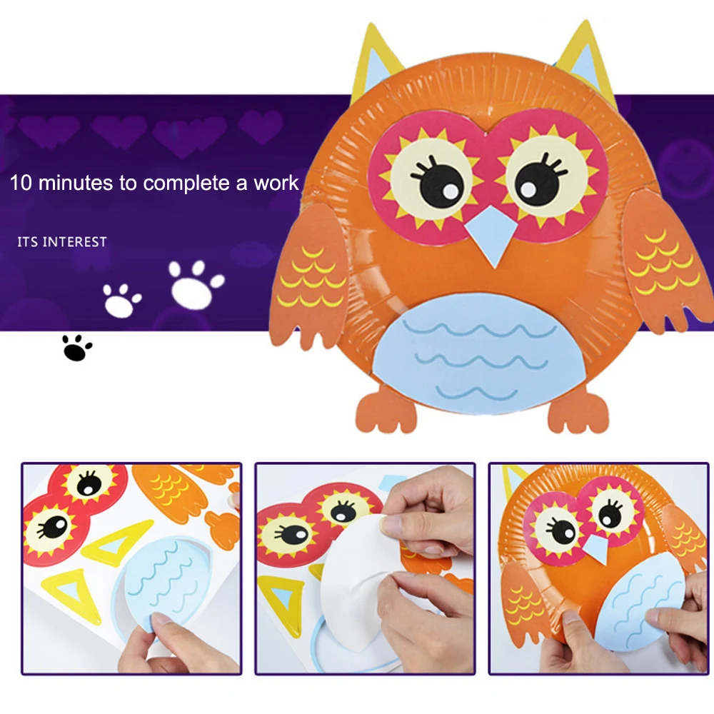 10pcs-set-Handmade-Craft-Toys-DIY-Paper-Plate-Stickers-Painting-Toys-Kids-Art-Craft-School-Kindergarten