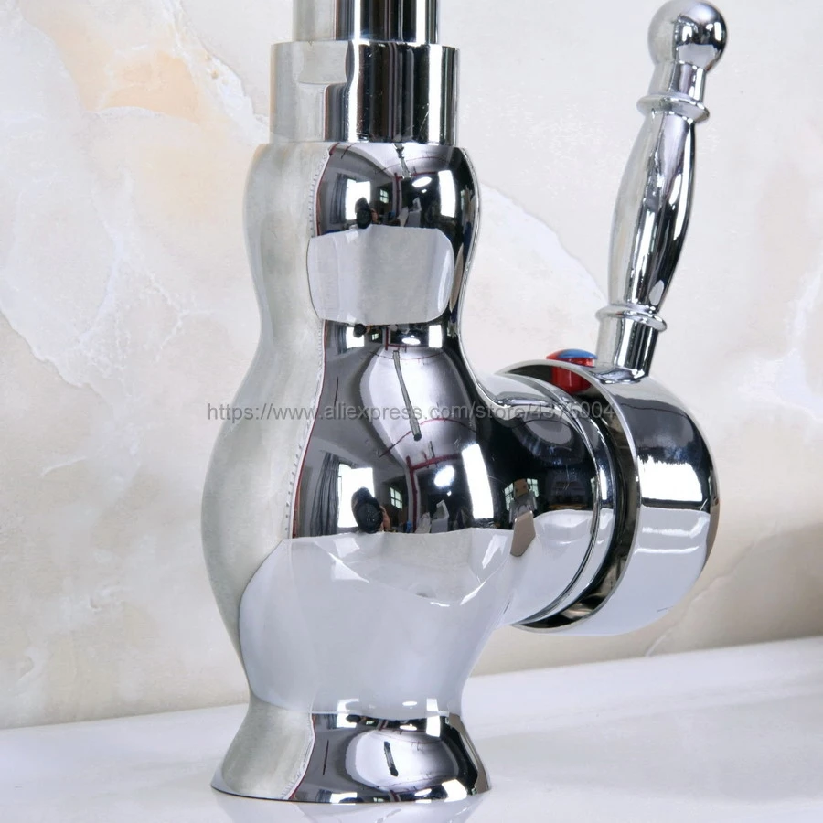 Bathroom Faucet Polished Chrome Single Handle Hot & Cold Water Mixer Taps Wash Basin Bathroom Deck Mounted Faucet Nnf930