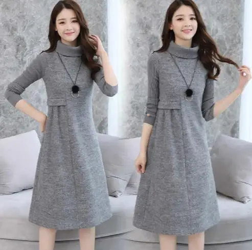 Женское платье водолазка LJ83 Осеннее/зимнее повседневное с длинным