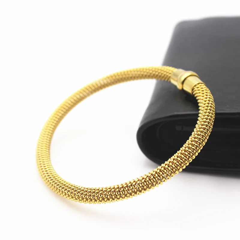 Модные мужские из нержавеющей стали, браслет, браслеты, весной кабель Эластичный Браслет Магнит пряжка ювелирных изделий браслет - Окраска металла: 18K Gold Plated